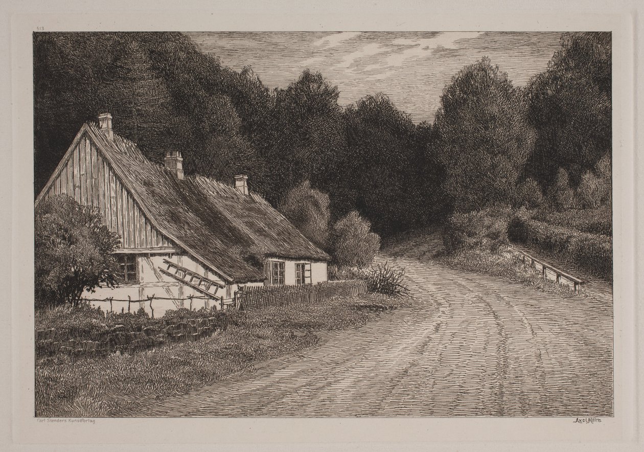 Danish: Bondehus ved skoven af Axel Holm