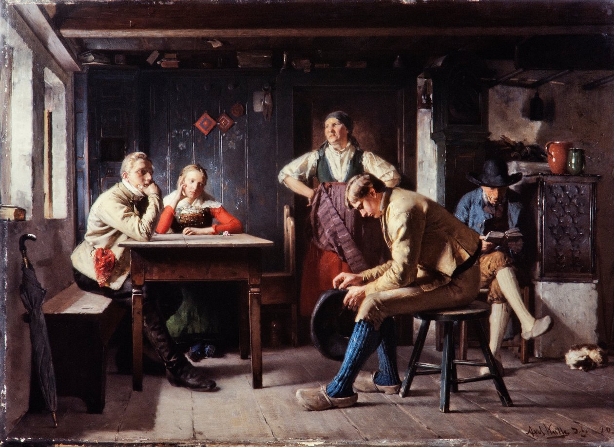 Forslag (The Rivals), ca. 1880 (olie på lærred) af Axel Kulle