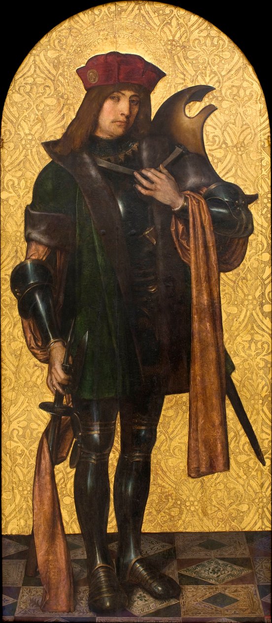 Saint Candide (Xander) (Saint Candidus) eller Warrior Saint (nogle gange identificeret med Saint George) - Maleri af Aine (Ayne) Bru (Hans Brun eller Lucius Brun) (aktivt 16. århundrede) Olie på træ 1502-1507 Museu Nacional d