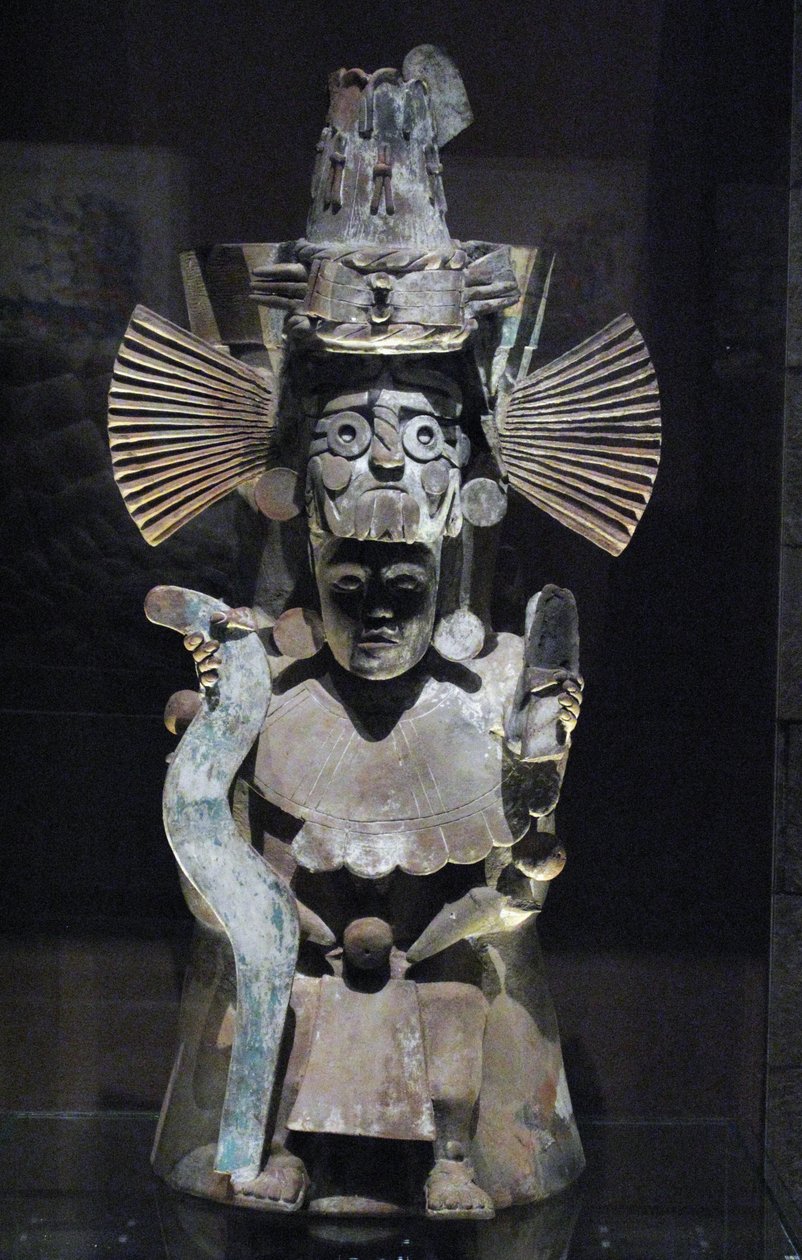 Røgelsebrænder i form af guden Tlaloc, Tlahuac, sen postklassisk periode, ca. 1500 af Aztec