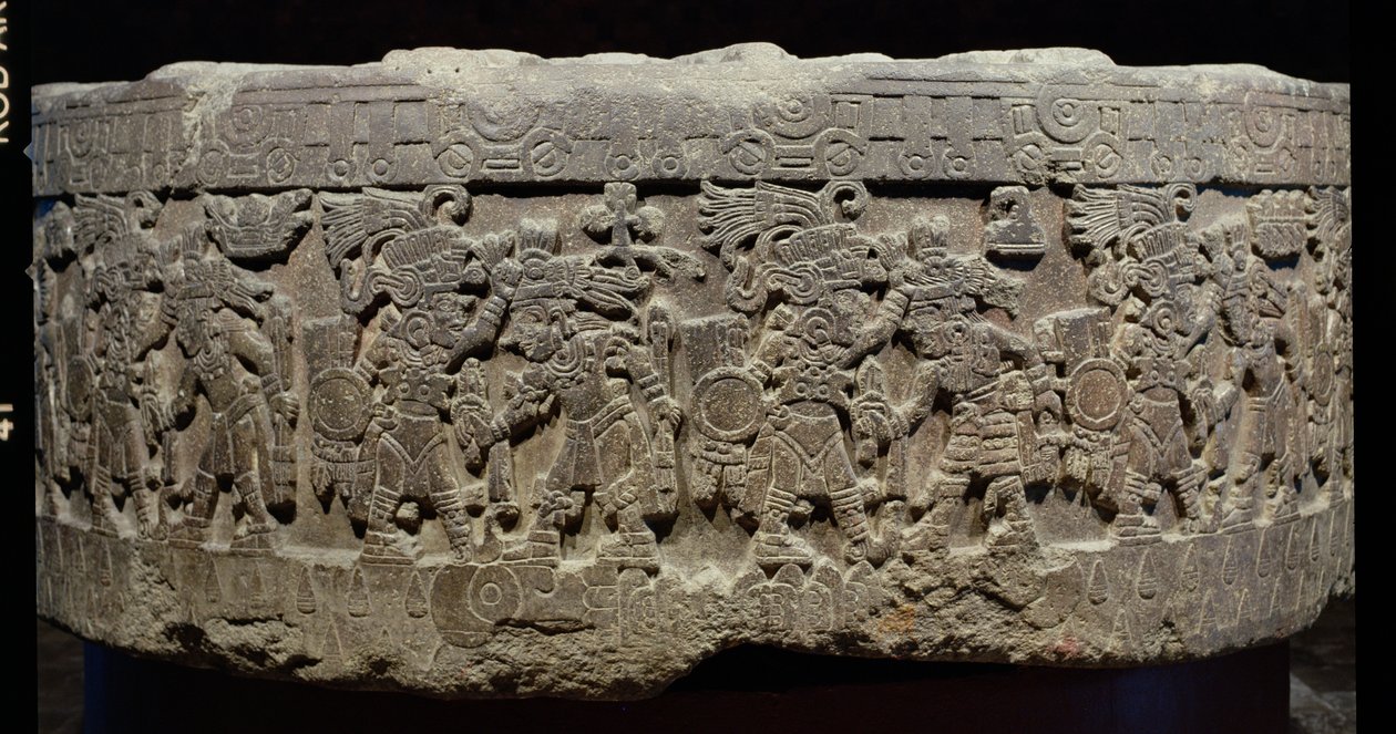 Stenen fra Tizoc (ca. 1481-86) eller Temalacatl, 1325-1521 af Aztec