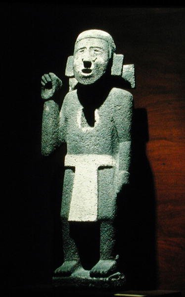 Standardbærer, sen efter klassisk periode (1300-1521) (malet sten) af Aztec Aztec