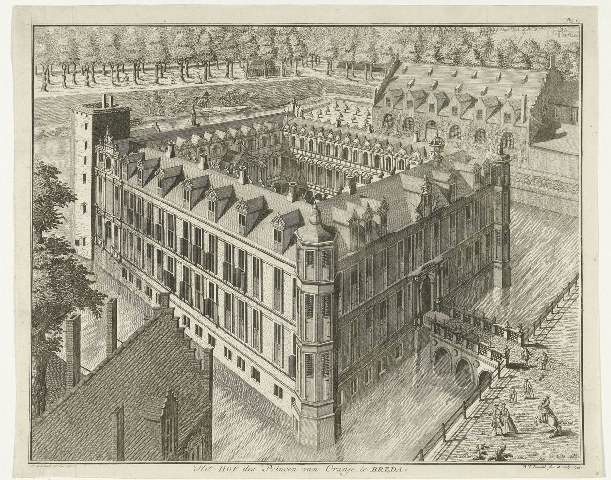 Breda Slot Prinsen af ​​Oranges hof i Breda (titel på objekt) af B.F. Immink
