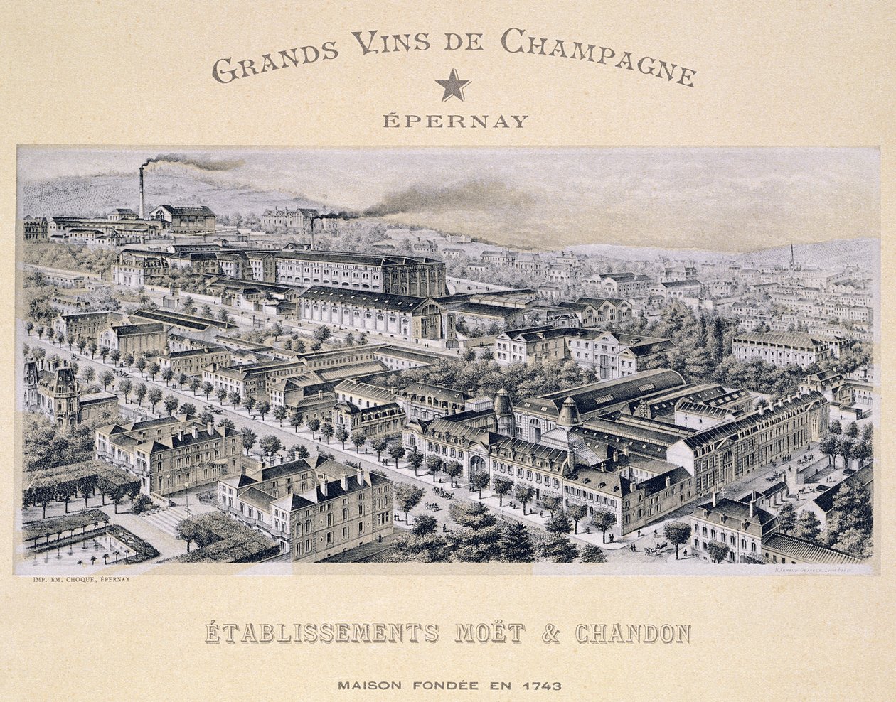 Moet & Chandon selskab, Epernay, fra La France Vinicole, udgivet af Moet & Chandon af B. Arnaud