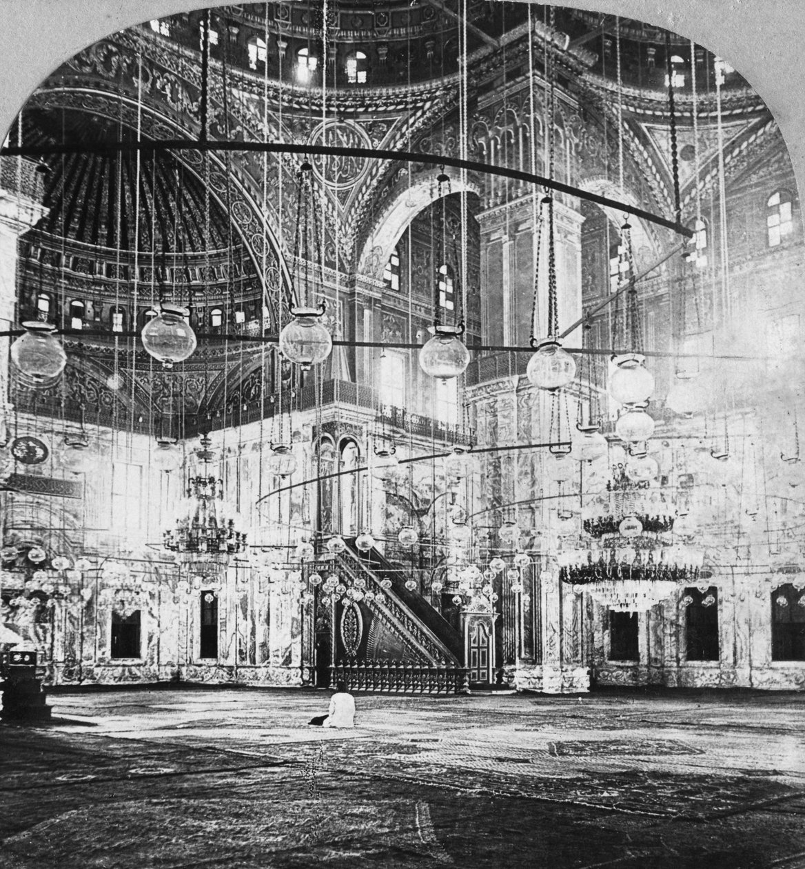 Interiør, Muhammad Alis moske, Kairo, Egypten, 1899 af B. L. Singley
