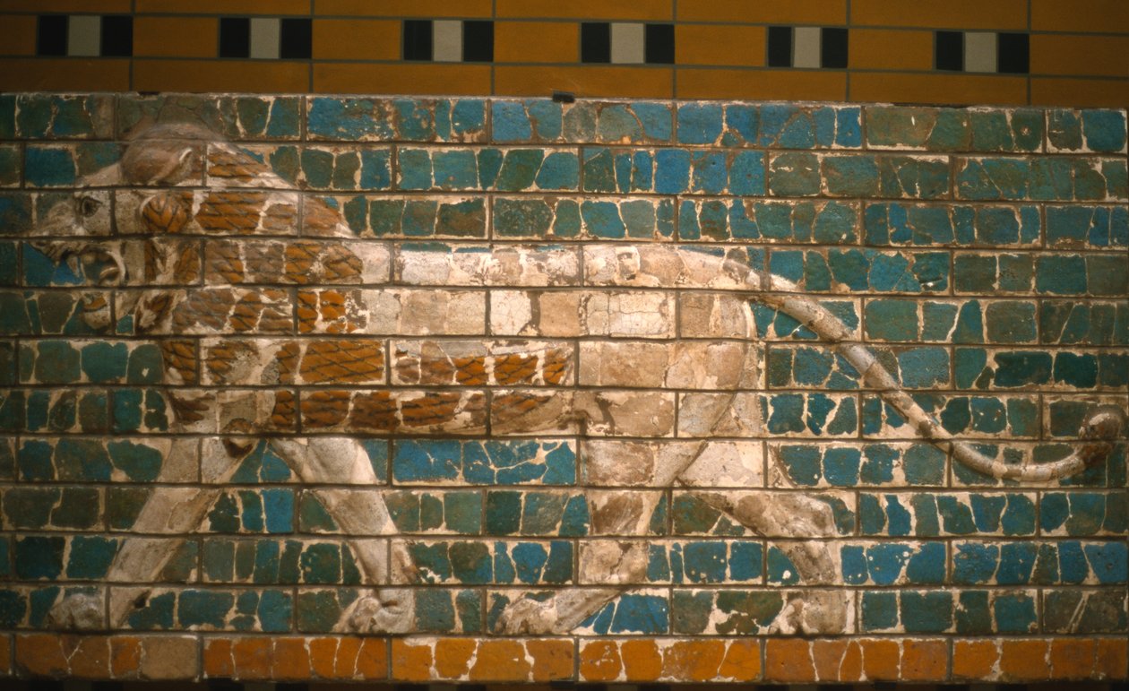 Løve fra Ishtar-porten, Babylon (glaserede mursten) af Babylonian