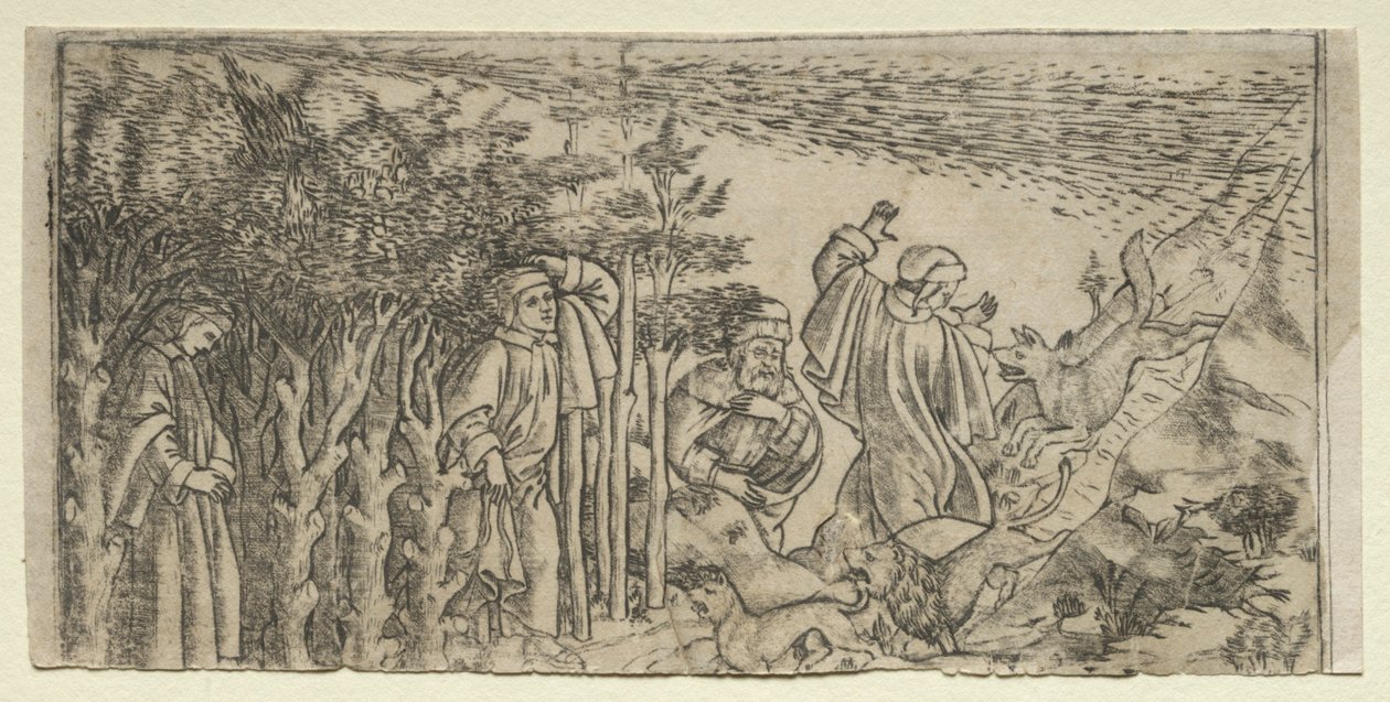 Dante Lost in the Wood: Escape and Meeting Virgil, Canto I, 1481. af Baccio Baldini