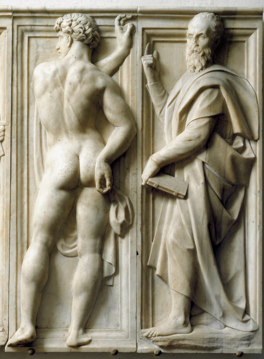 Prophete and Ignudo Lav marmorrelief af Baccio Bandinelli (1493-1560) af Baccio Bandinelli