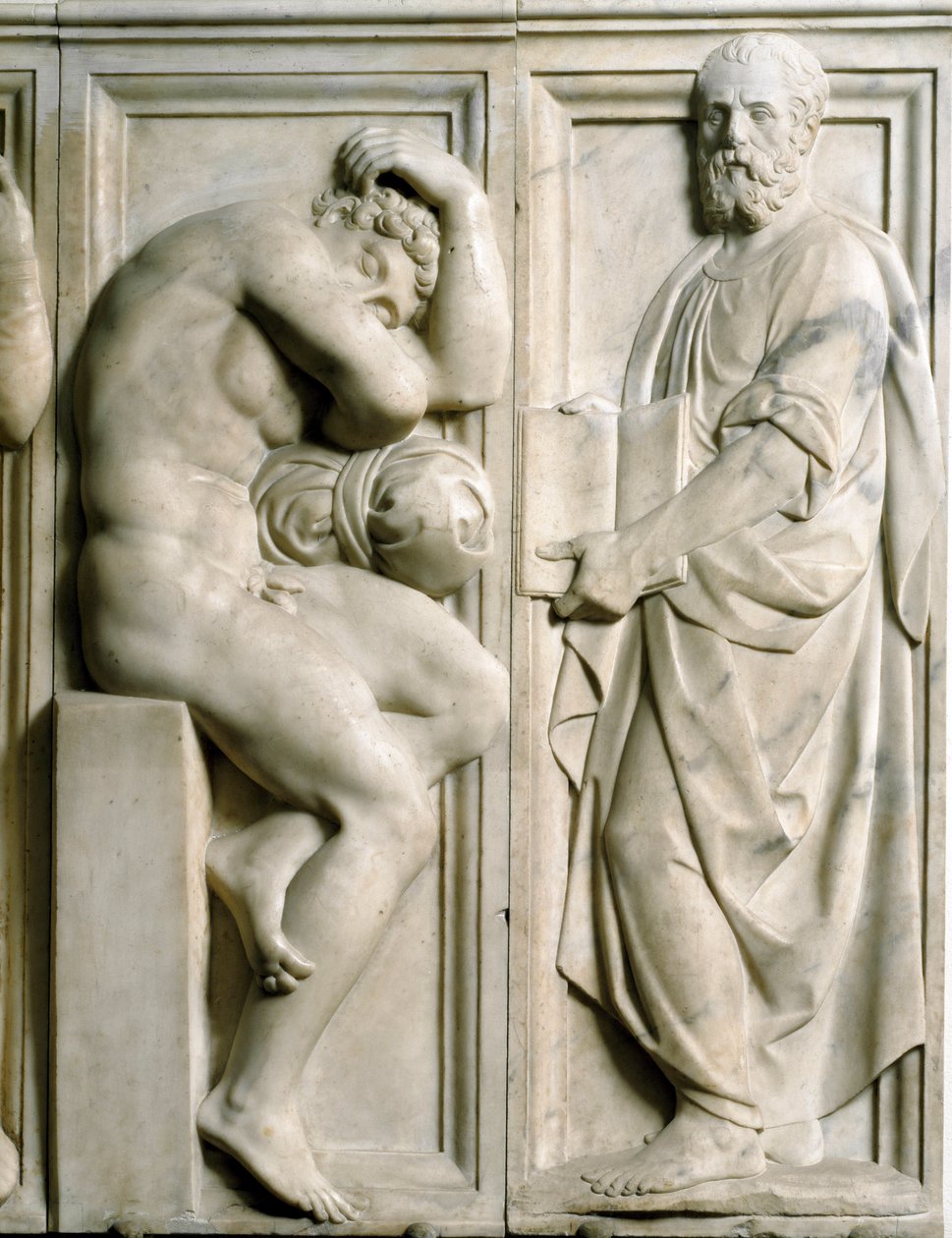 Profeten og Ignudo Lavt marmorrelief af Baccio Bandinelli (1493-1560) af Baccio Bandinelli