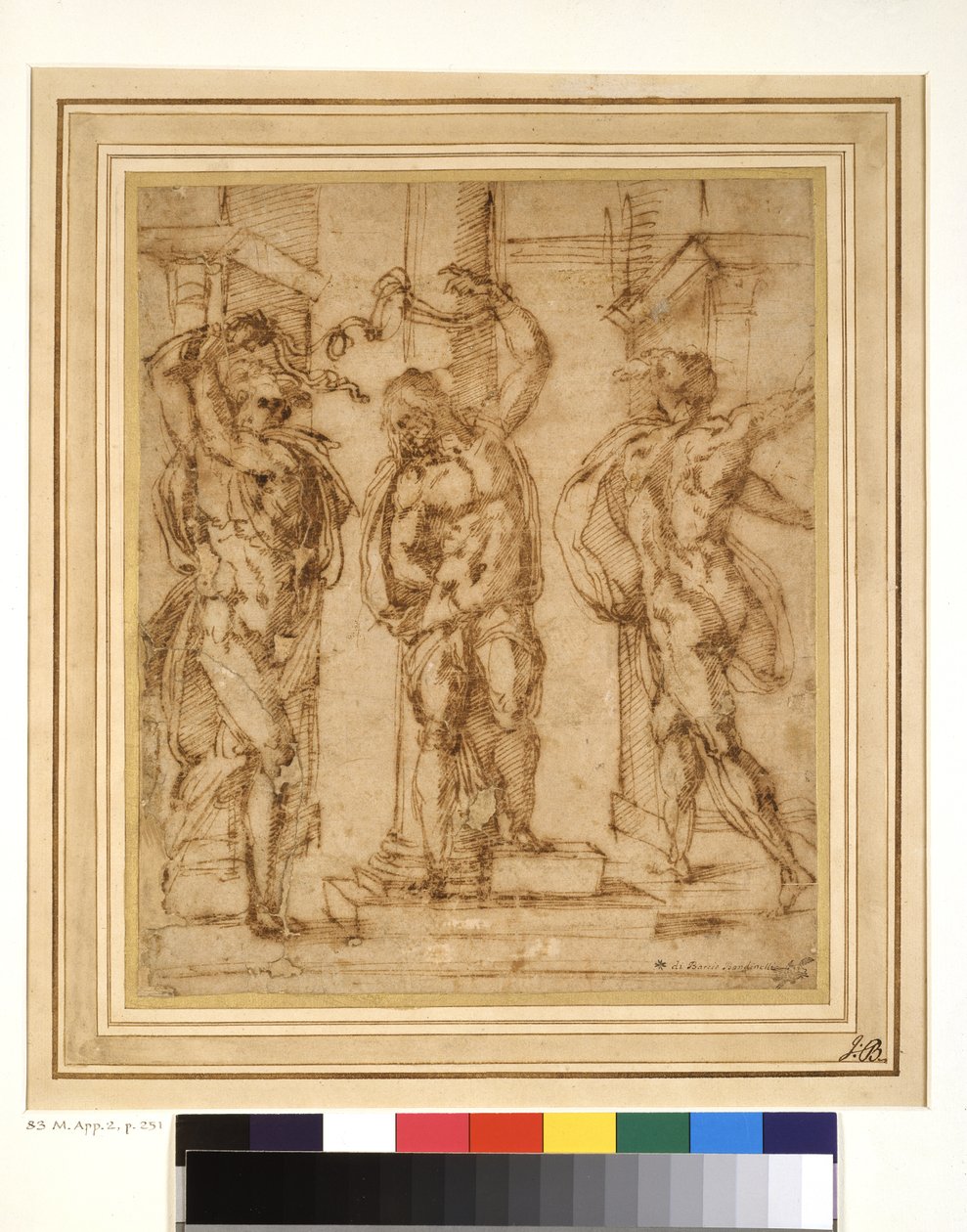 The Flagellation (pen og brunt blæk på papir) af Baccio Bandinelli