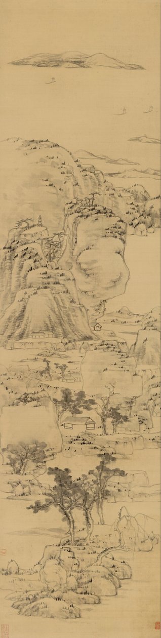 Landskab i stil med Ni Zan, (1301-1374) af Bada Shanren