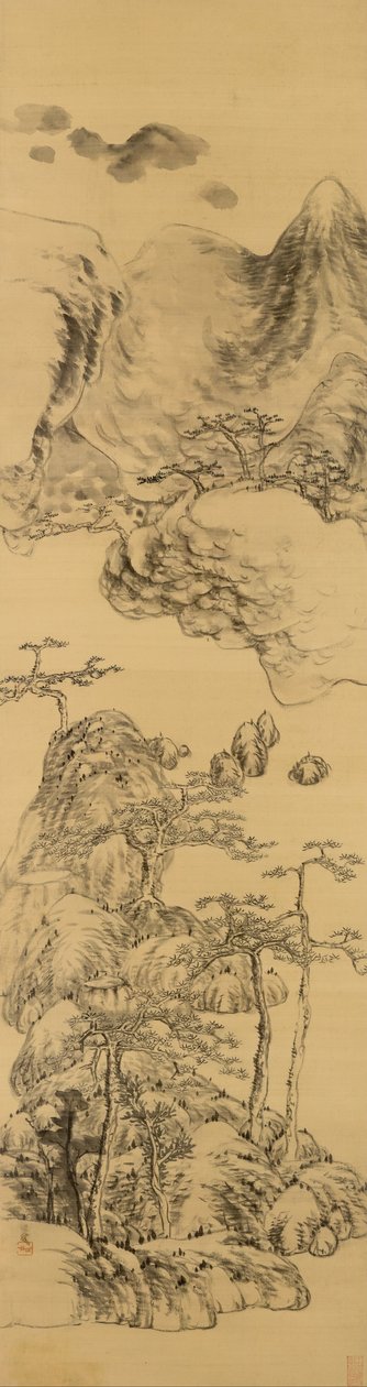 Landskab i stil med Wu Zhen, (1280-1354) af Bada Shanren