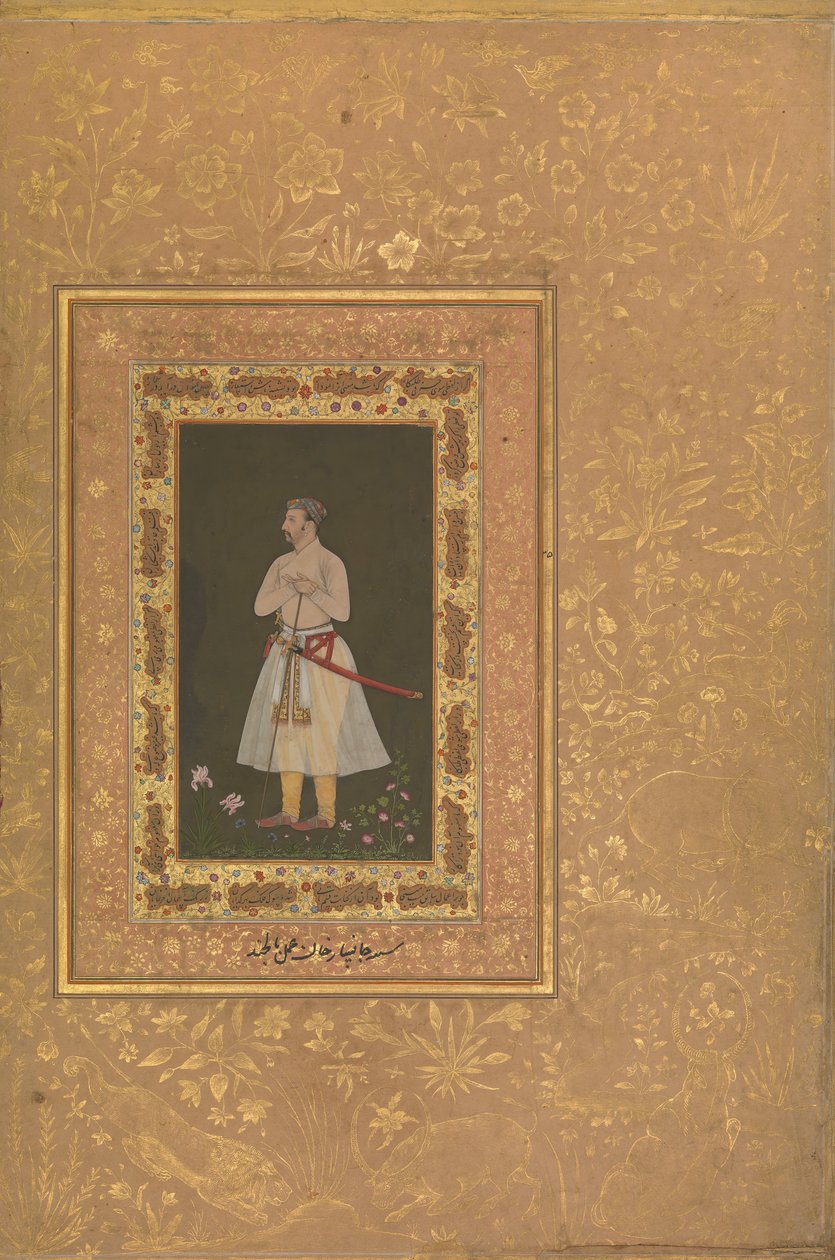 Portræt af Jahangir Beg, Jansipar Khan, Folio fra Shah Jahan Album, ca. 1627 af Balchand
