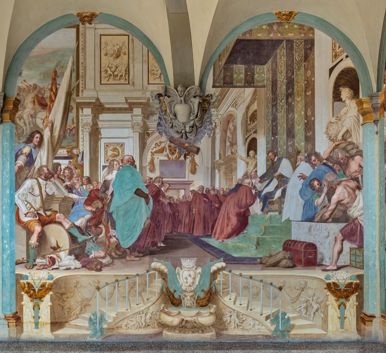 Cosimo I og hans søn Francesco med regeringen af Baldassare (1611-89) Franceschini