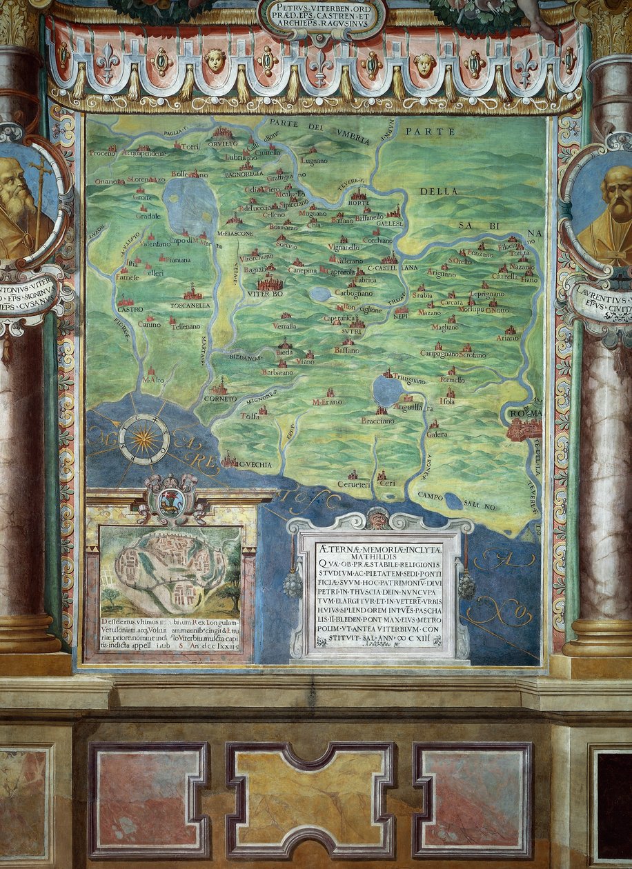 Det romerske Tuscia-land doneret af grevinde Matilda til kirken, detaljer af fresker af Baldassare Croce af Baldassare Croce