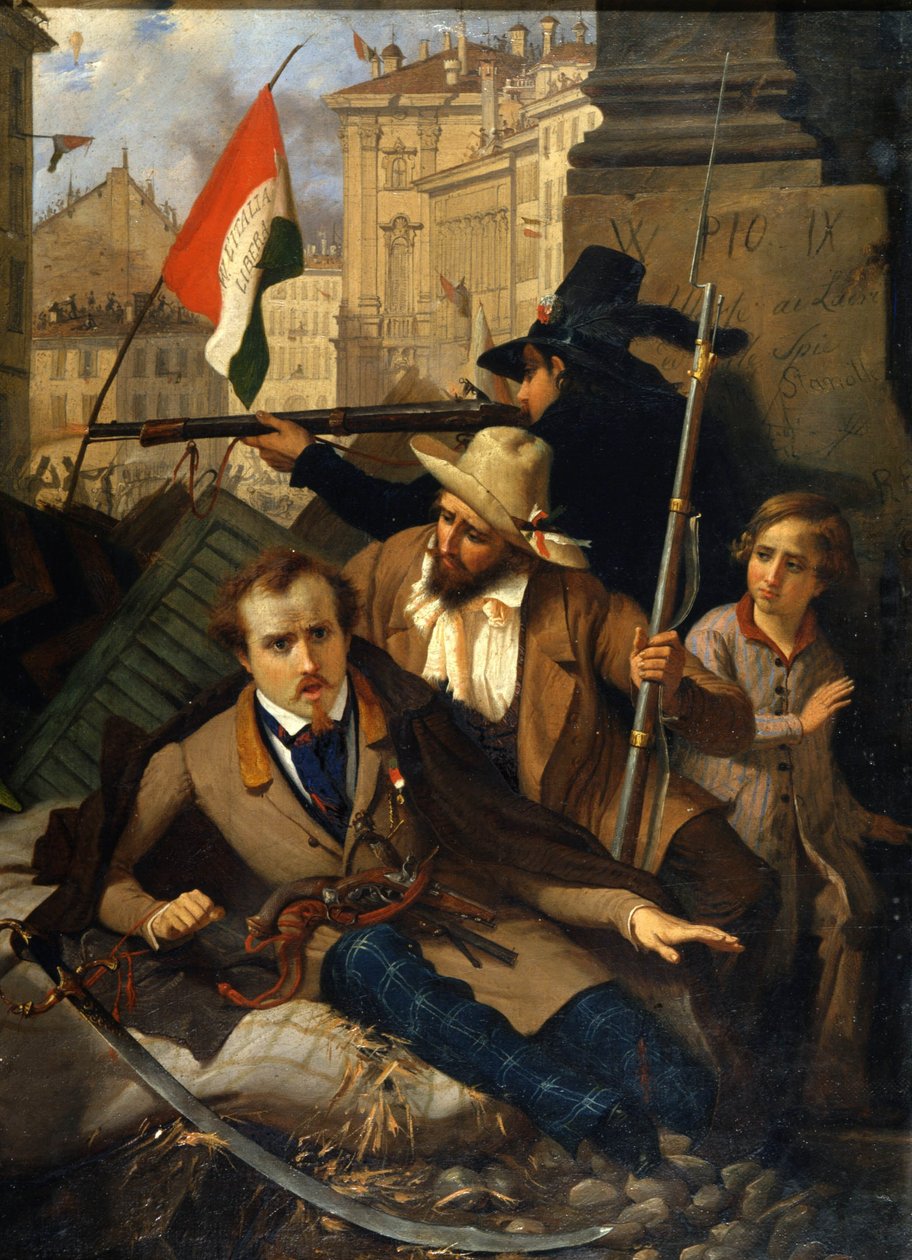 Risorgimento: De fem dage i Milano (Cinque giornate di Milano) (18.-22. marts 1848): dette er en af de første episoder af revolutionerne i 1848 (en del af den første italienske uafhængighedskrig), der oplevede milanesernes fremgang befolkningsoprør mod af Baldassare Verazzi