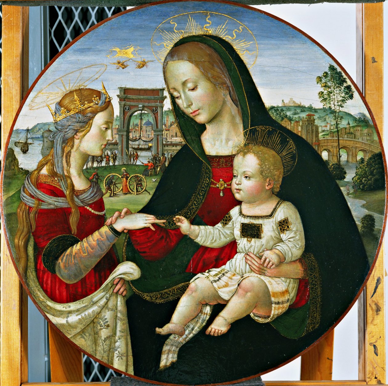 The Mystic Marriage of St. Catherine, 1502-03 (tempera og olie på panel) af Baldassarre Peruzzi