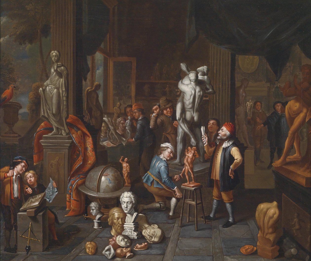 I billedhuggerens atelier af Balthasar van den Bossche