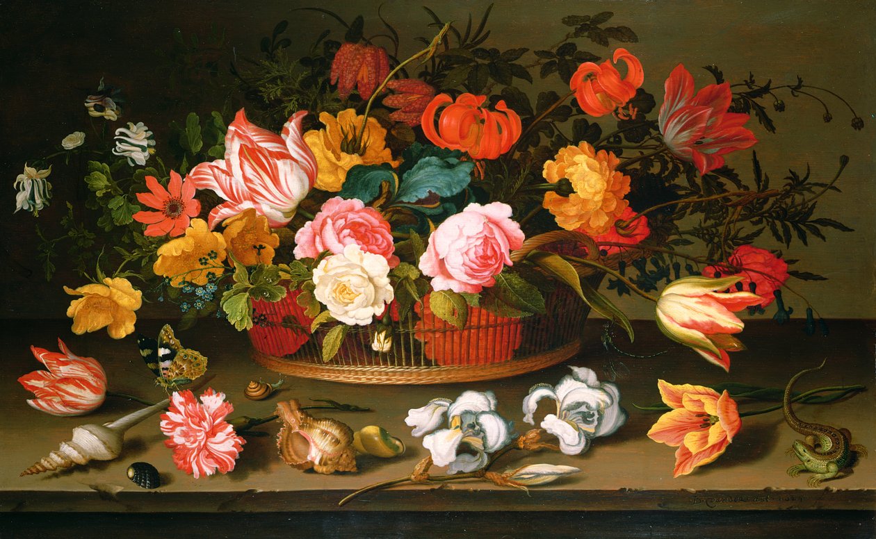 Kurv med blomster, 1625 af Balthasar van der Ast