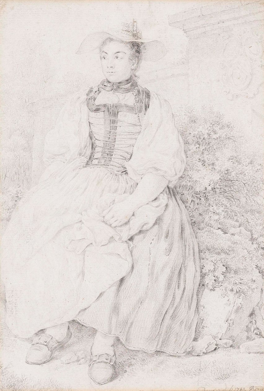 Berner folkedragtspige. af Balthasar Anton Dunker