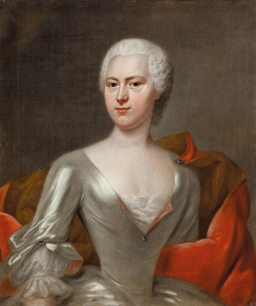 Portræt af grevinde Margaretha Sophia von Hennicke, født von Schönberg, ca 1731. af Balthasar Denner
