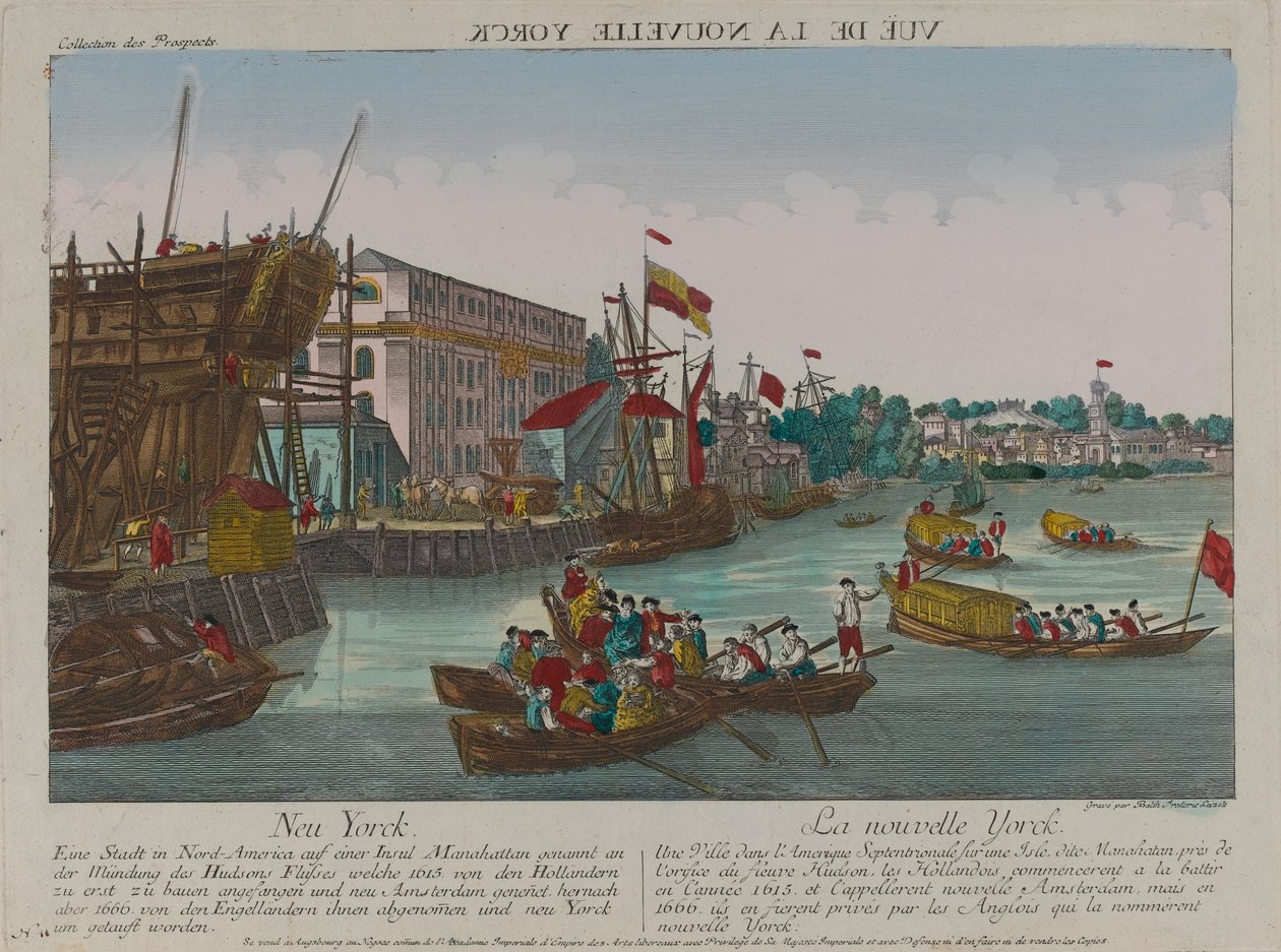 ?Udsigt over New York?, omkring 1776 af Balthasar Friedrich Leizelt
