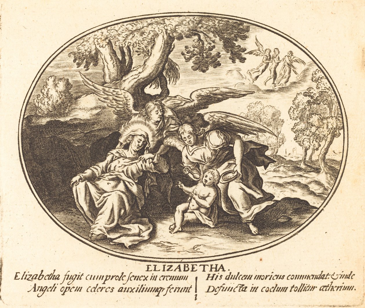 Saint Elizabeths flugt med spædbarnet Saint John af Balthasar Moncornet