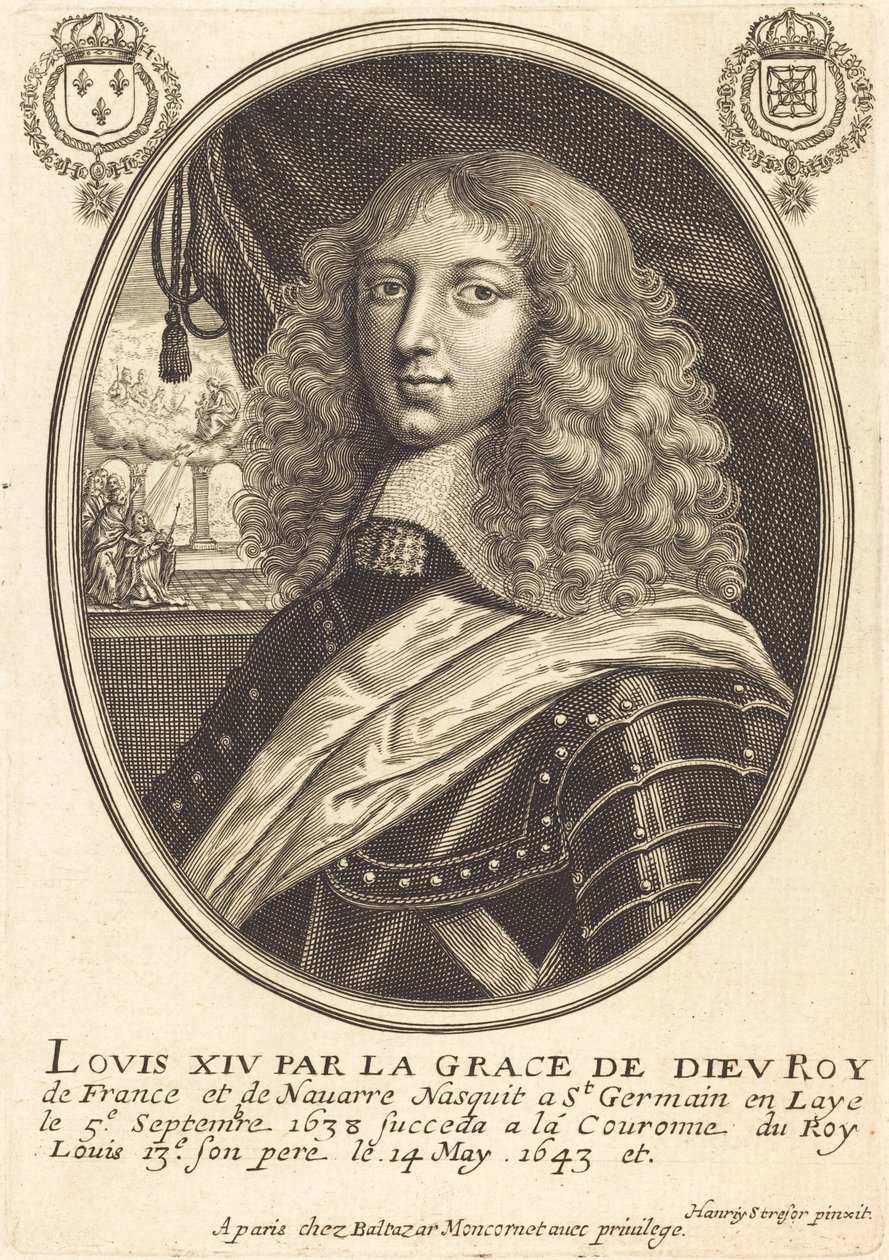 Ludvig XIV, konge af Frankrig af Balthasar Moncornet after Henry Stresor