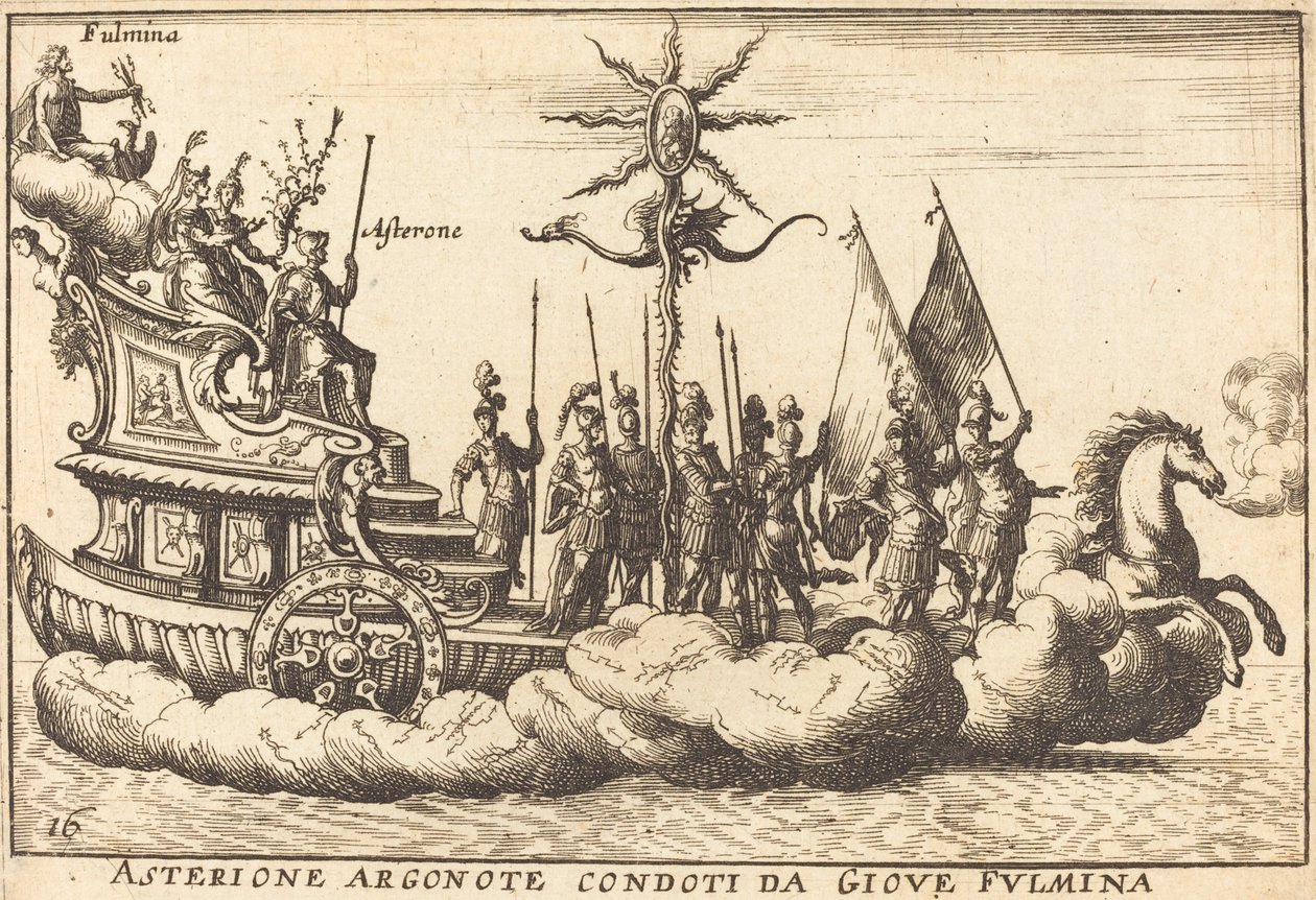 Argonote Asterion ledet af Jupiter Fulminates af Balthasar Moncornet after Remigio Cantagallina