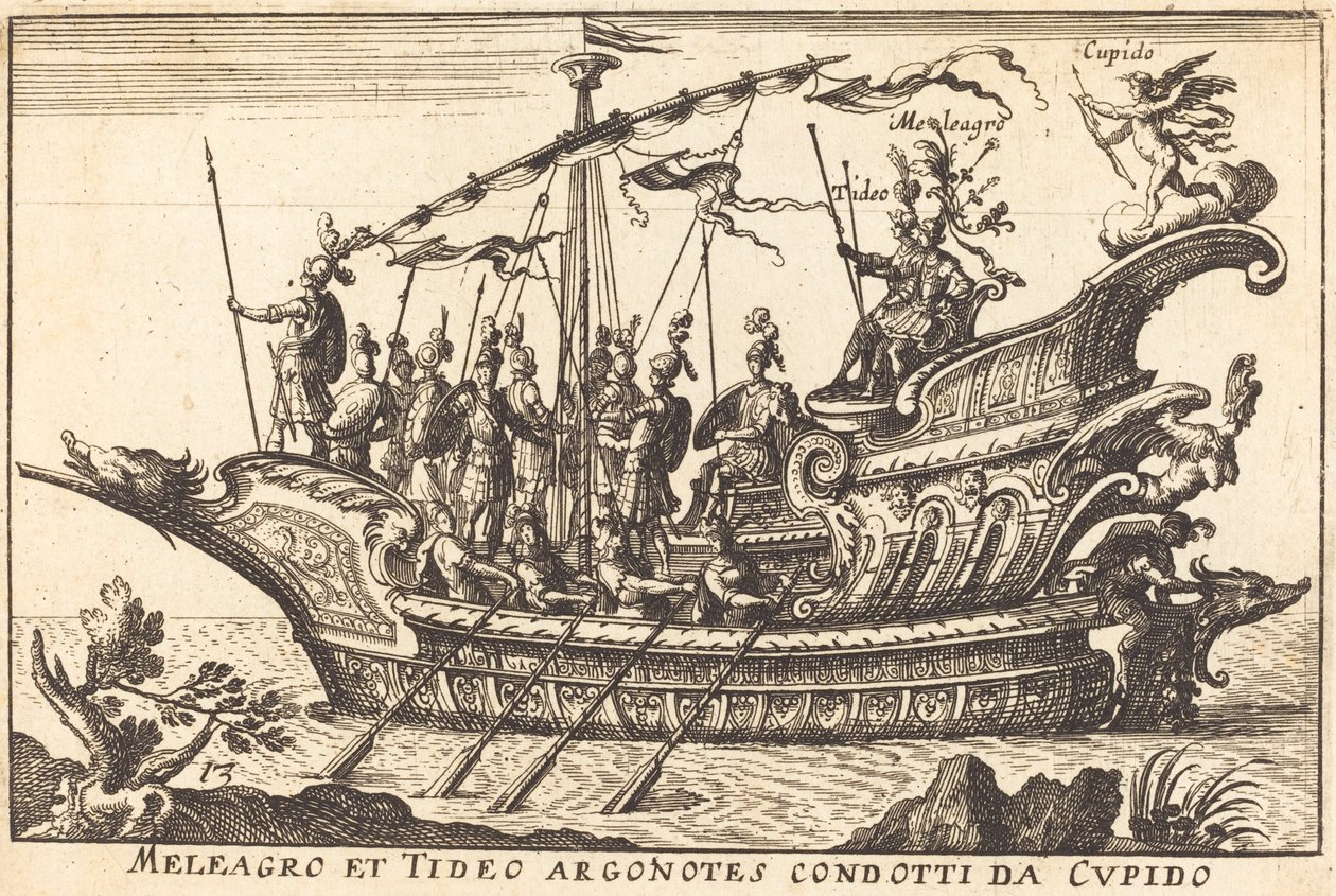Meleager og Tydeus førte Argonauterne til Amor af Balthasar Moncornet after Remigio Cantagallina