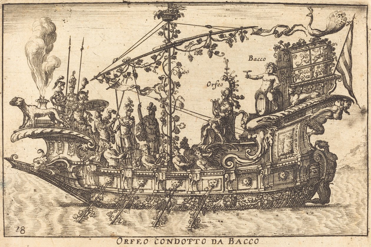 Orpheus ledet af Bacchus af Balthasar Moncornet after Remigio Cantagallina