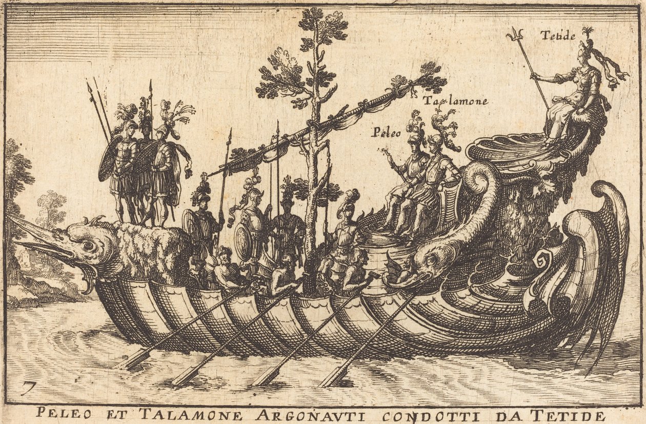 Peleus og Talamone Argonauts ledet af Tethys af Balthasar Moncornet after Remigio Cantagallina