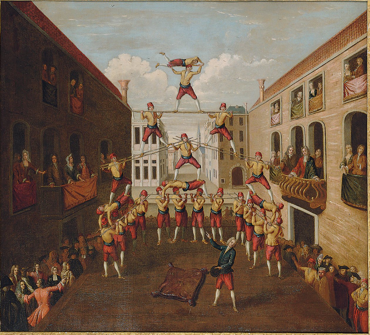 The Forze d "Ercole: The Castellani Acrobats in a Venetian Piazza, ca. 1746 af Balthasar Nebot