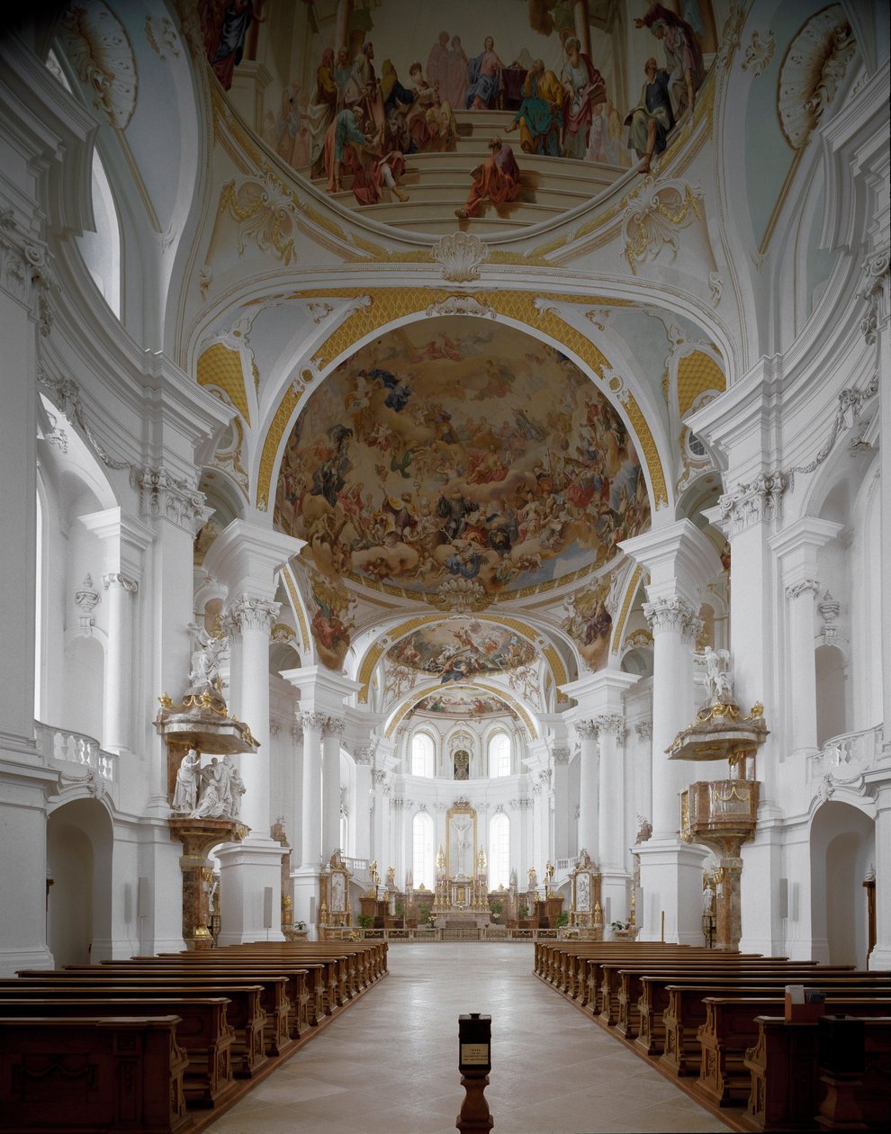 Indvendigt billede af klosterkirken af arkitekt Johann Balthasar Neumann (1687-1753) Neresheim, Tyskland af Balthasar Neumann