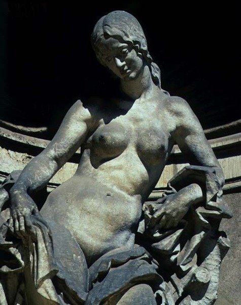Detalje fra en skulptur af en nymfe af Balthasar Permoser