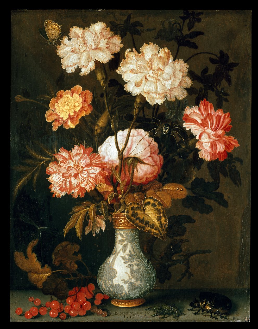 En vase med blomster, 1620-1629 af Balthasar van der Ast