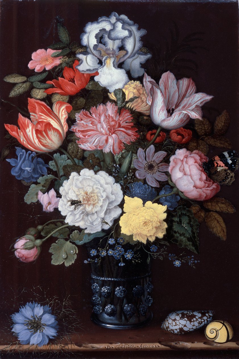 Blomsterstilleben med skaller af Balthasar van der Ast