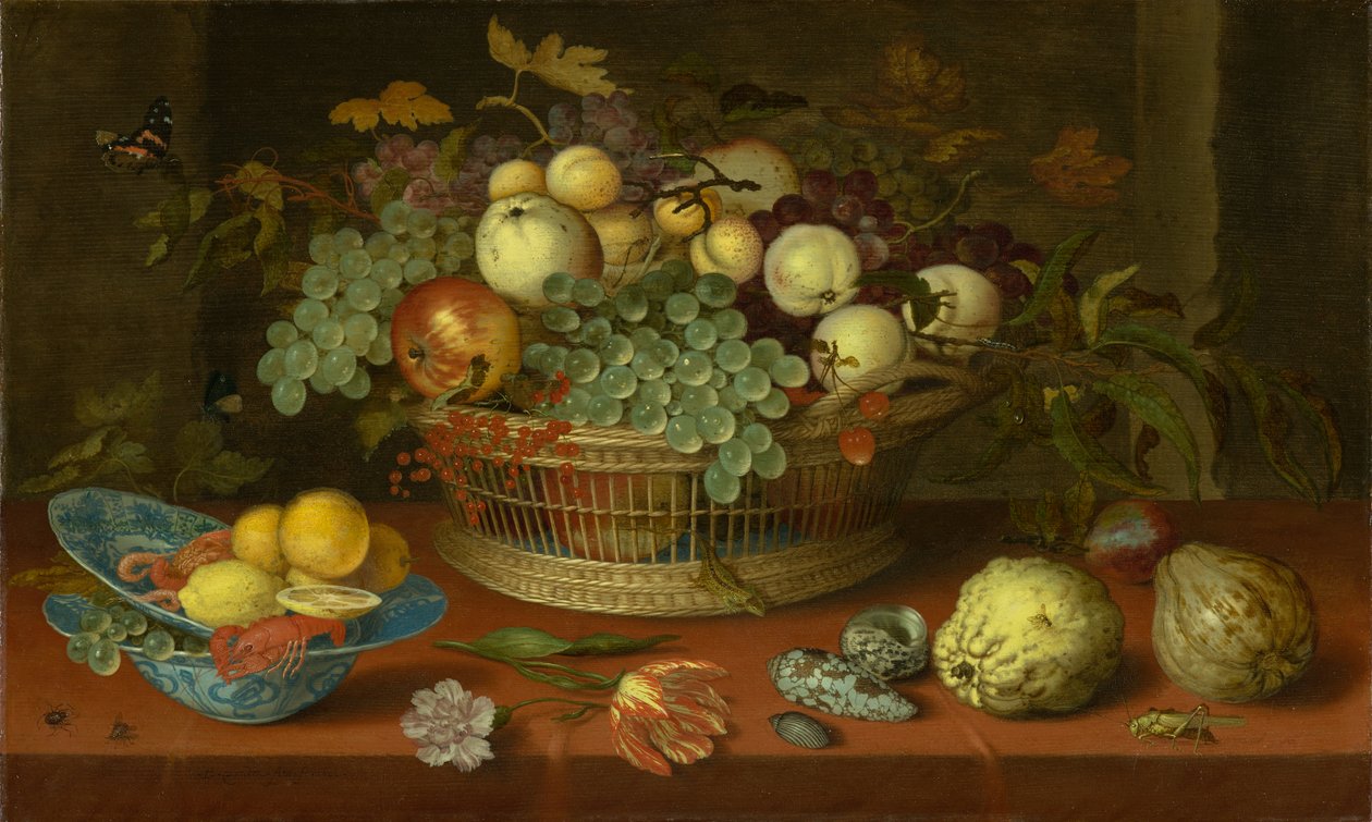 Stilleben med frugtkurv, 1622 af Balthasar van der Ast