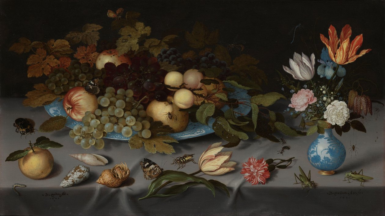Stilleben med frugt og blomster Stilleben med frugter og blomster af Balthasar van der Ast