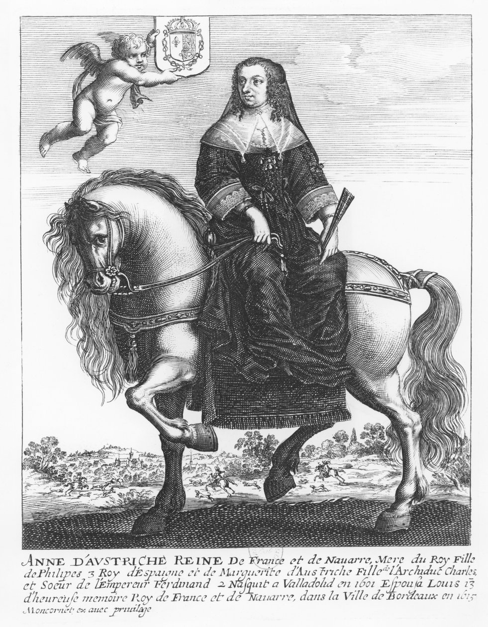 Ridesportræt af Anne af Østrig af Balthazar Moncornet