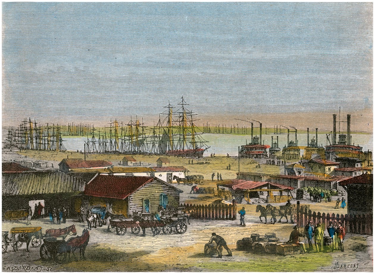 Mississippi River, New Orleans, Louisiana, USA, c1880 af Barbant