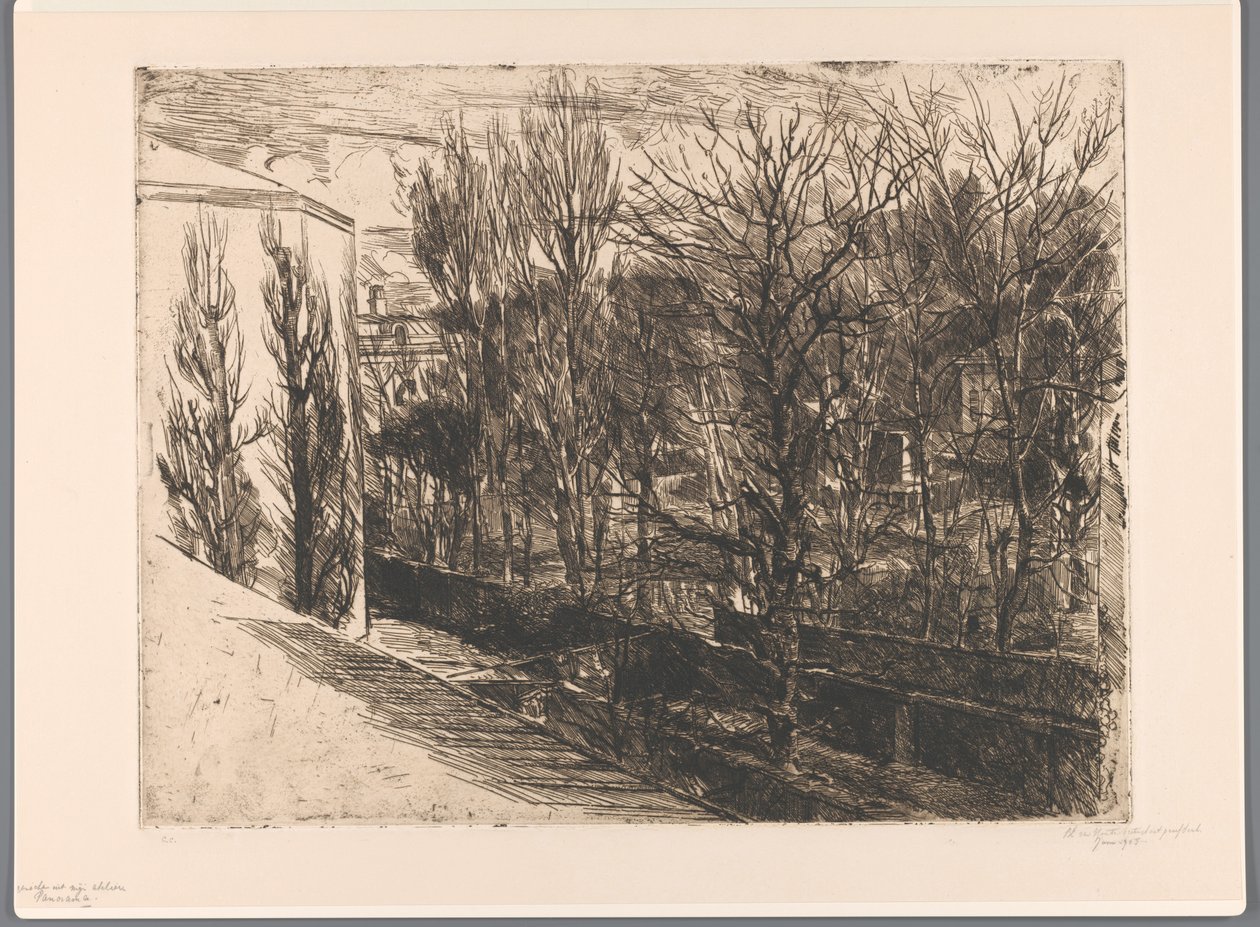Udsigt fra mit studie (original titel på objekt) Panorama (titel på objekt) af Barbara Elisabeth van Houten (signed by artist)