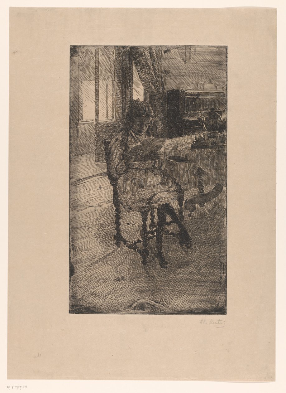 Ung kvinde læser af Barbara Elisabeth van Houten (signed by artist)