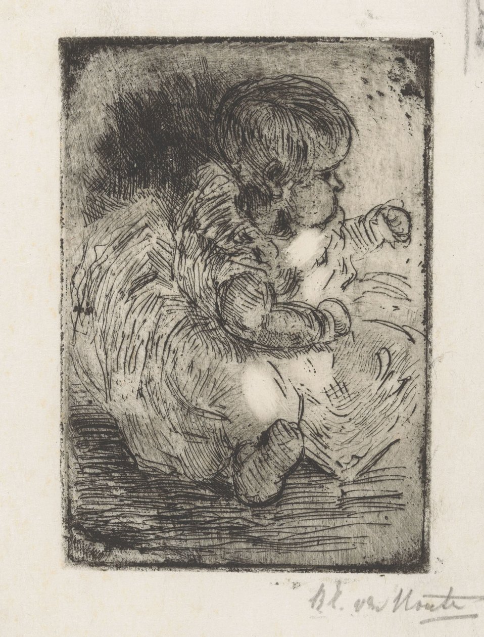 Portræt af H.W. Mouton som baby af Barbara Elisabeth van Houten (signed by artist)