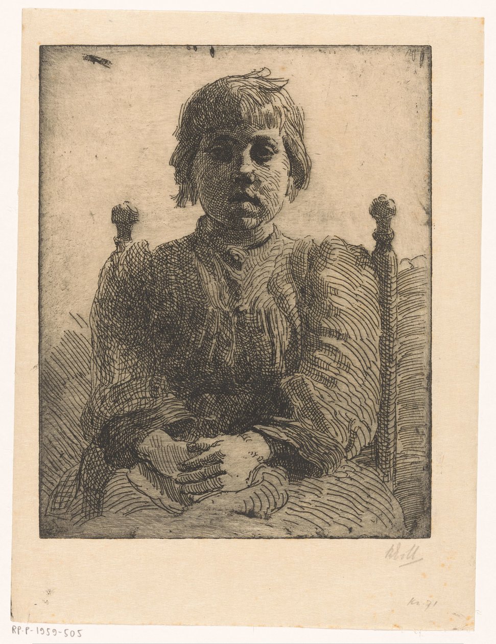 Portræt af en ukendt pige af Barbara Elisabeth van Houten (signed by artist)
