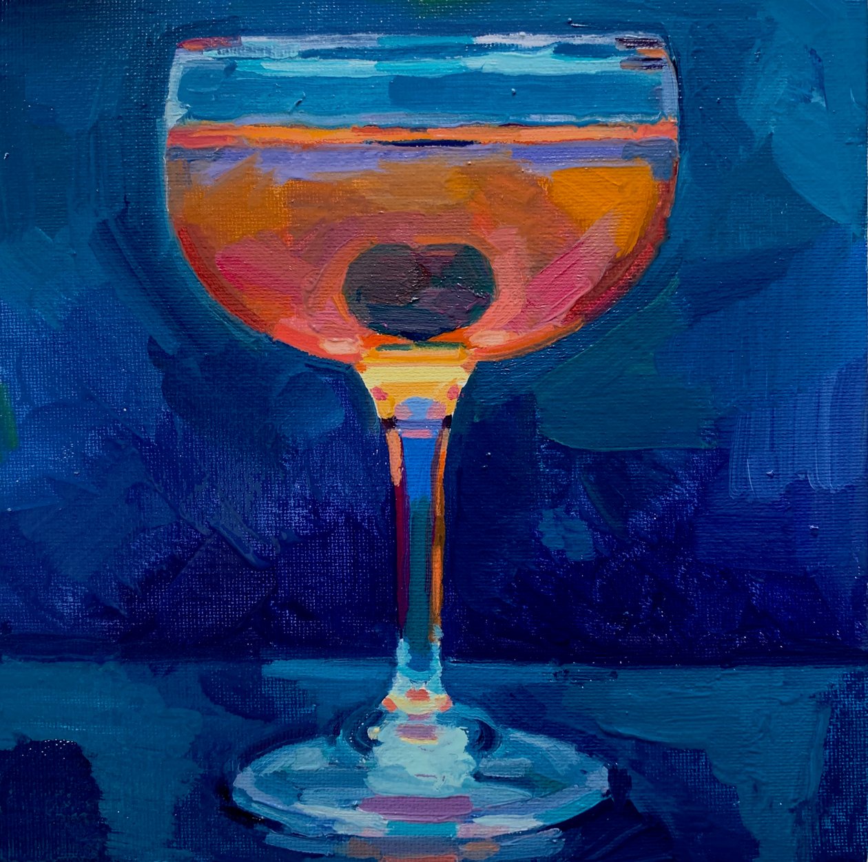 cocktail 6, 2019 (olie om bord) af Barbara Hoogeweegen