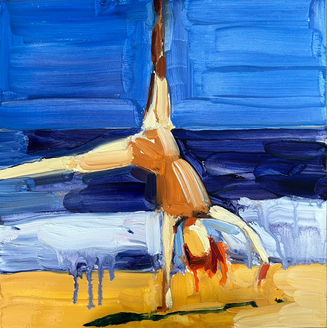 uden titel, 06/03/2024 (olie på grundet gesso-papir) af Barbara Hoogeweegen