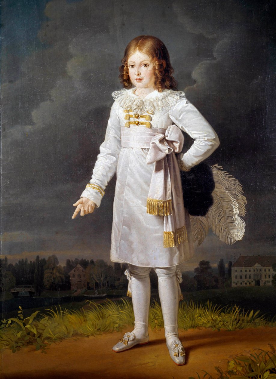 Portræt i foden af Frederic Napoleon, Prins Bacciochi (1814-1833) Maleri af Barbara Kraft (1764-1825) 1819 Søn. 1,7x1,05 m af Barbara Krafft