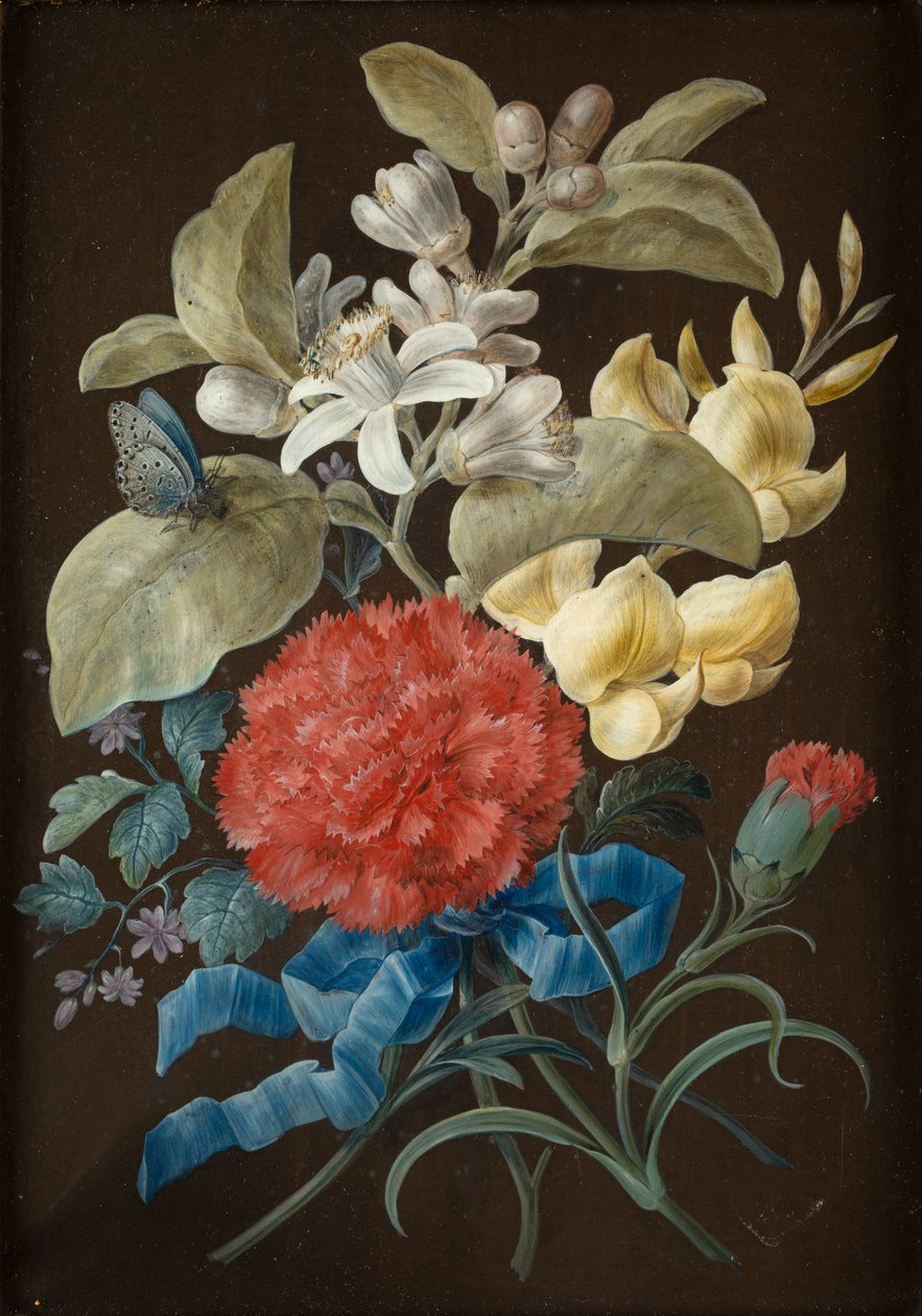 Sæt med fire stilleben med sommerfugle (gouache på papir lagt på panel) af Barbara Regina Dietzsch
