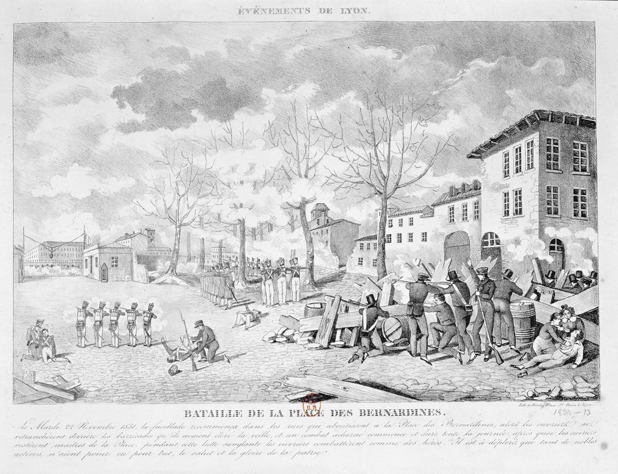 Silkearbejdernes oprør i Lyon, 22. november 1831, 1832 af Bardoz